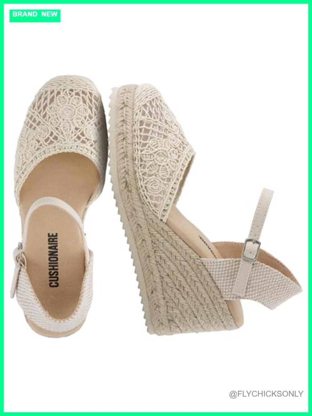 Cushionaire Flora Platform Espadrille Wedge Sandal Closed Toe Ankle Strap Womens